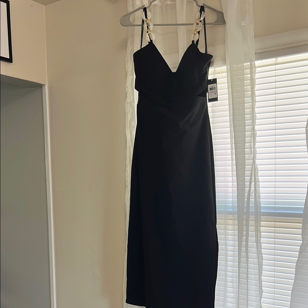 NWT Elegant Black Dress with Chain Straps